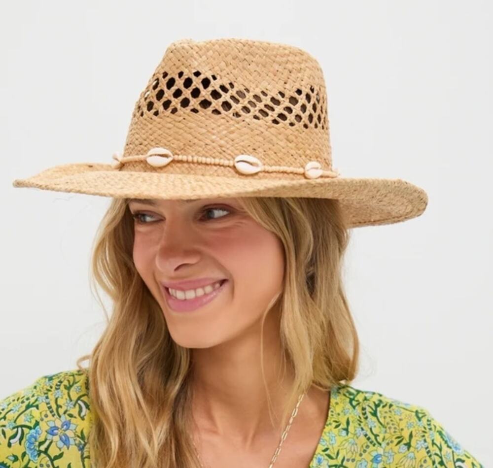 NWT Lack of Color Natural Seashells Cowboy Hat
